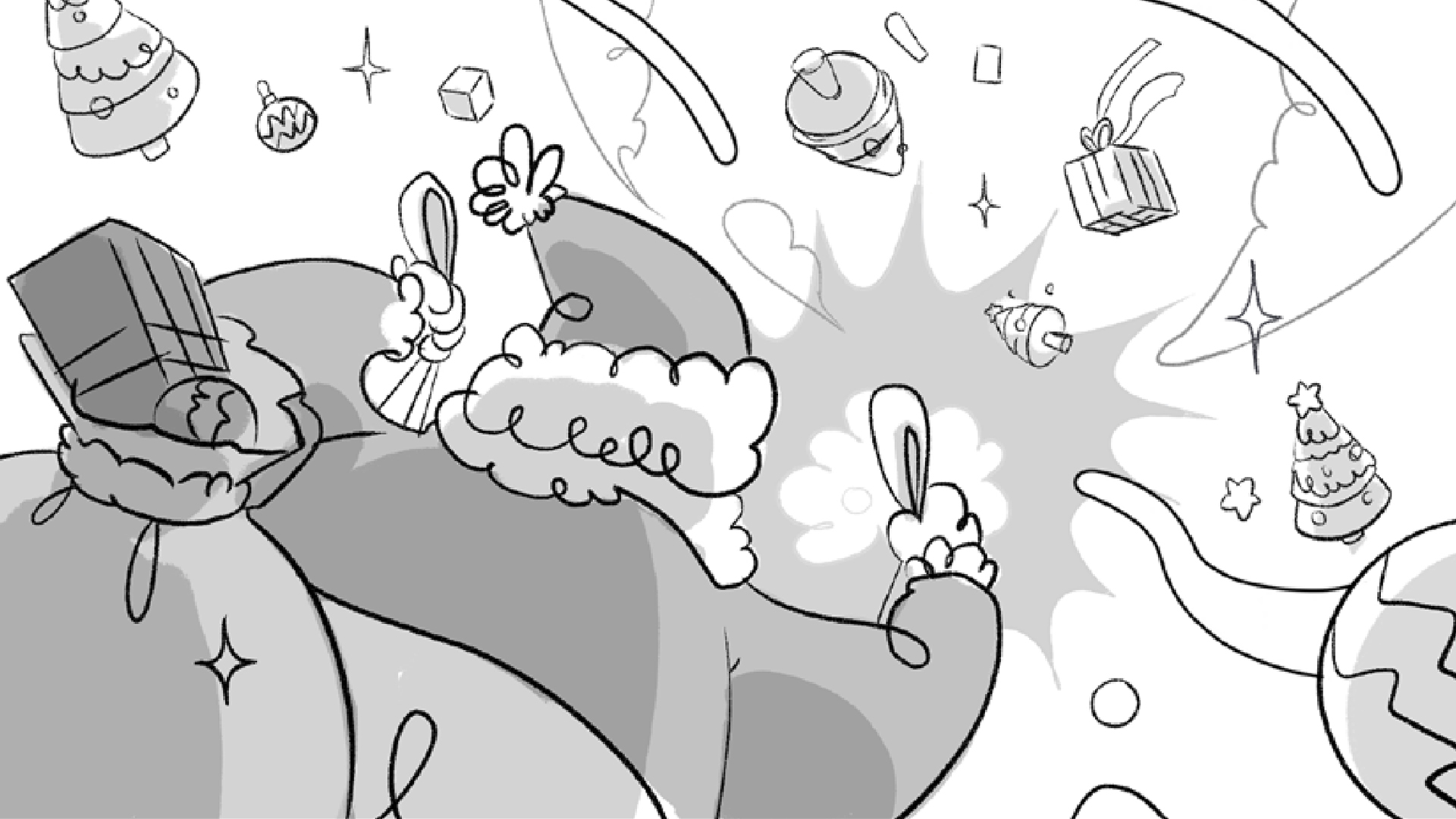 Behind-the-scenes process mixing 2D illustration and 3D for Disney Channel Xmas campaign.