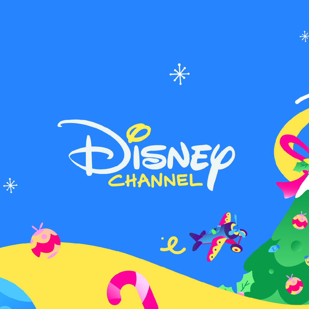 Colorful festive assets and elements designed for the Disney Channel Xmas campaign.
