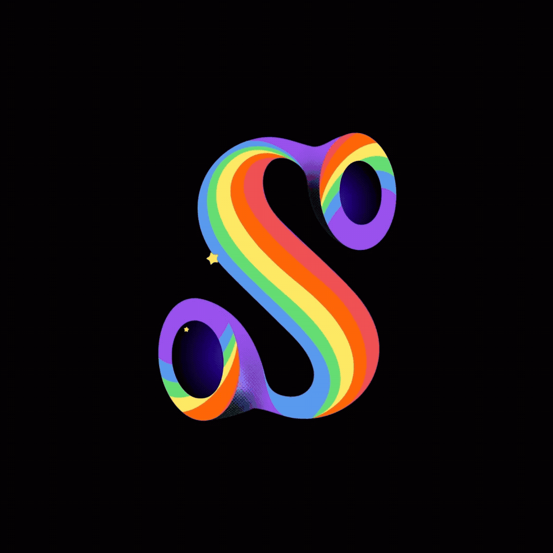 Colorful animated letter “S” in the Supreme Letters collection