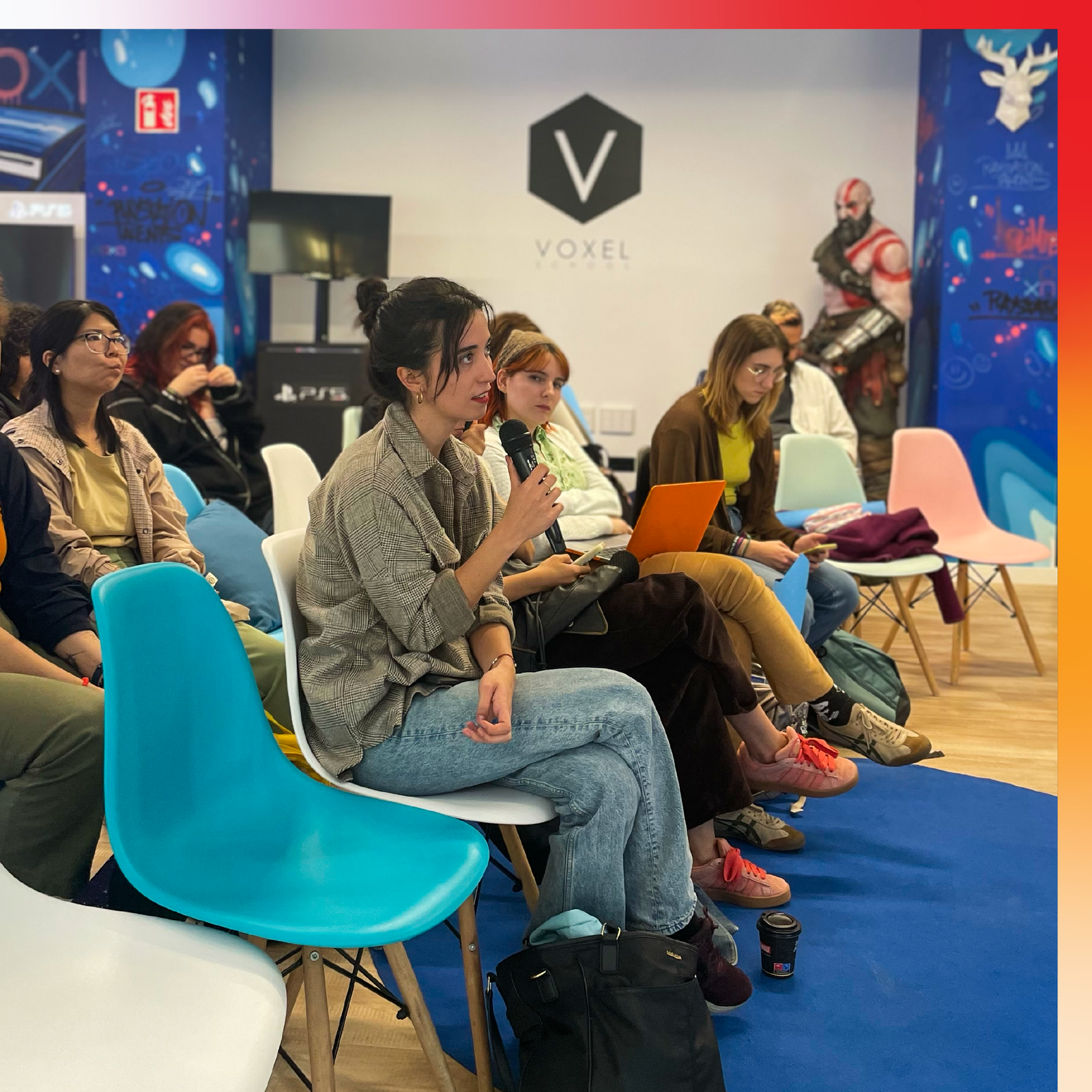PES Motion Studio team at Voxel School Industry Week 2024, sharing insights on creative animation and motion graphics.